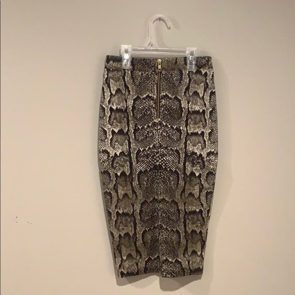 H&M Brown Snake-Print Midi Skirt - Women’s Size XS - Picture 5 of 7